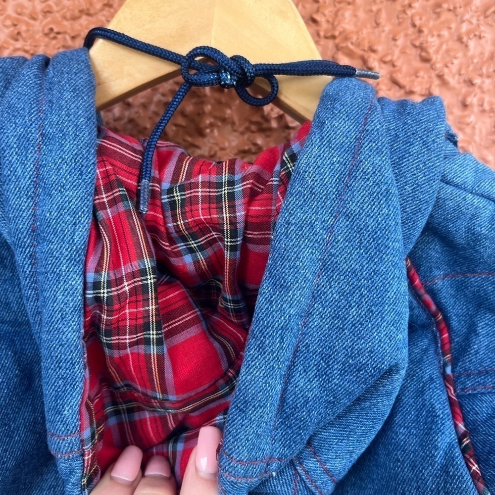 Vintage Baby Bunting Zip Up Winter Coat Car Bag- Denim 0-6 Months - Picture 4 of 9